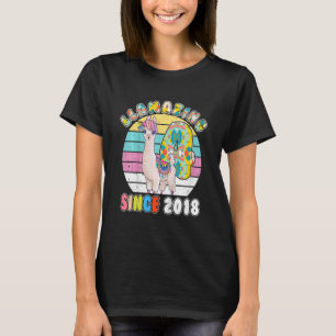 T-shirt Enfants Llama Girl 4 ans Llamazing Alpaca naissanc
