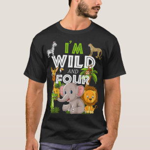 T-shirt Enfants 'm Wild et Four Zoo Thème Anniversaire Saf