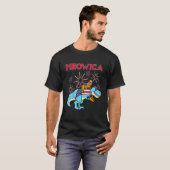 T-shirt Enfants Meowica Chat Sur Trex Hotdog Drapeau Améri (Devant entier)