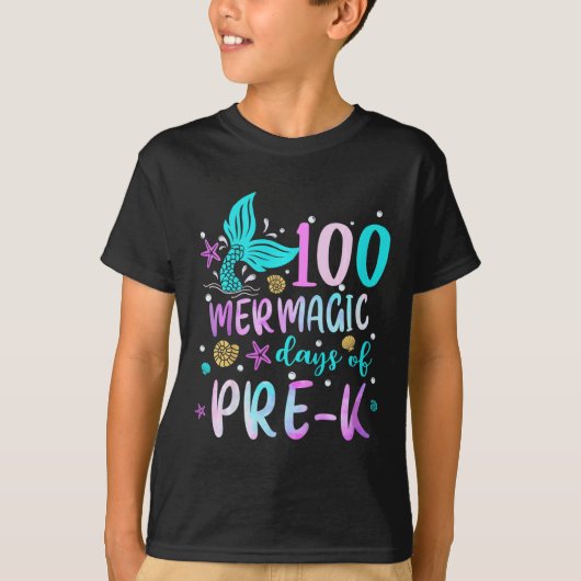 T-shirt Enfants Mermaid Queue 100 Jours Mermagic De Pré-k  (Devant)