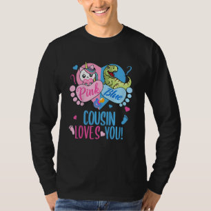 T-shirt Enfants Mignon Rose ou Bleu COUSIN T'aime Dinosaur