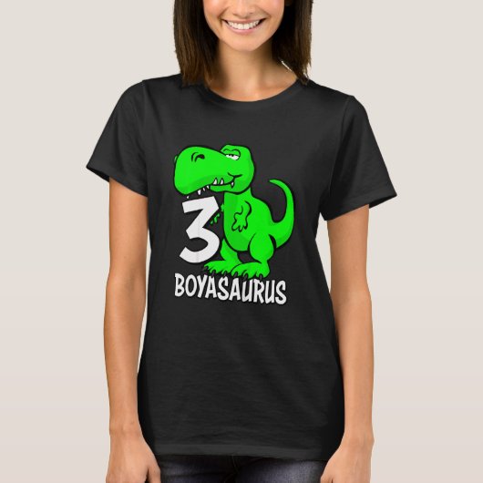 T-shirt Enfants Mignonne 3 Ans Garçons Boyasaurus T Rex Po (Devant)