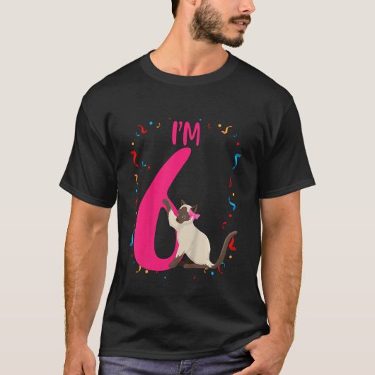 T-shirt Enfants mignonne Chat I m 6 ans Anniversaire Fille (Devant)