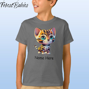 T-shirt Enfants mignonne Faune Tigre Jungle Safari Kitten