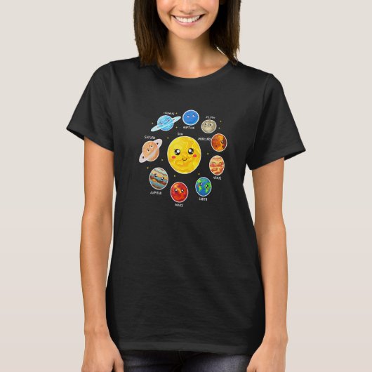 T-shirt Enfants mignonne terre mars soleil planète solaire (Devant)