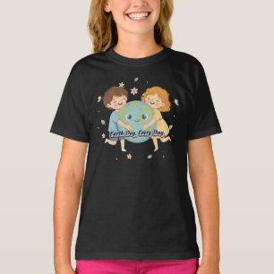 T-shirt Enfants mignons étreignant la Terre - Jour de la T