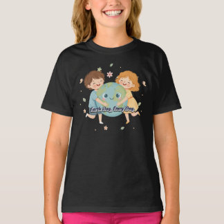 T-shirt Enfants mignons étreignant la Terre - Jour de la T
