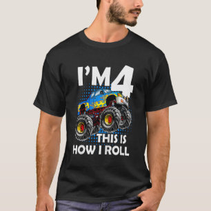 T-shirt Enfants Monster Camion 4e anniversaire 4 ans Anniv