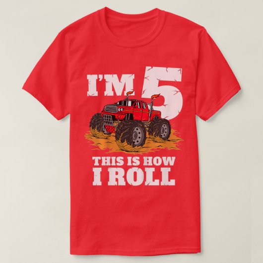 T-shirt Enfants Monster Camion 5e anniversaire garçon 5 an (Design devant)