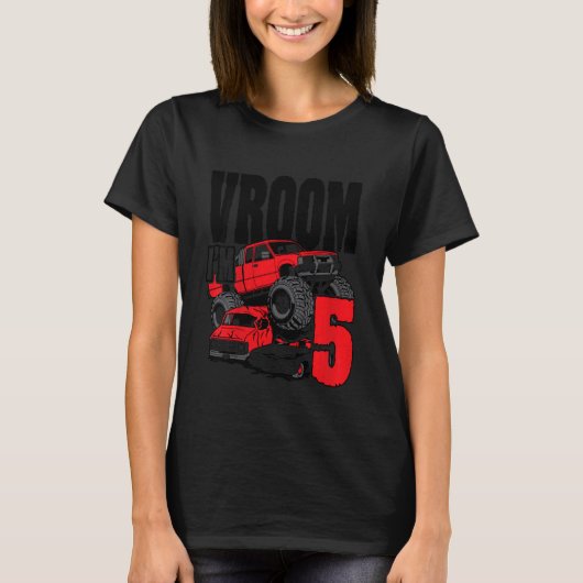 T-shirt Enfants Monster Camion Anniversaire Vroom I'm 5 (Devant)