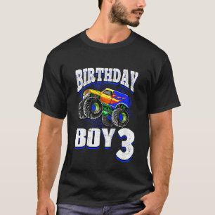 T-shirt Enfants Monster Camion Birthday Boy Is 3 Kids 3rd