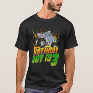 T-shirt Enfants Monster Camion Birthday Boy Is 3 Kids 3rd