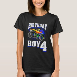 T-shirt Enfants Monster Camion Birthday Boy Is 4 Kids 4th 
