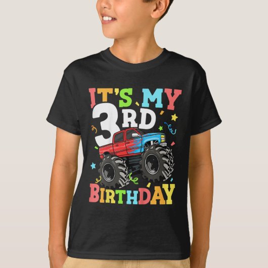 T-shirt Enfants Monster Camion Mon 3e anniversaire Garçon (Devant)