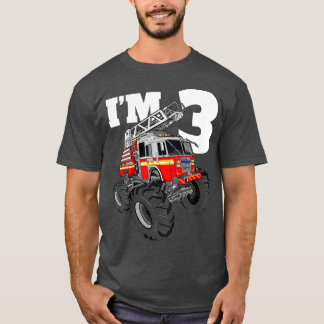 T-shirt Enfants Monster Fire Truck 3e anniversaire garçon