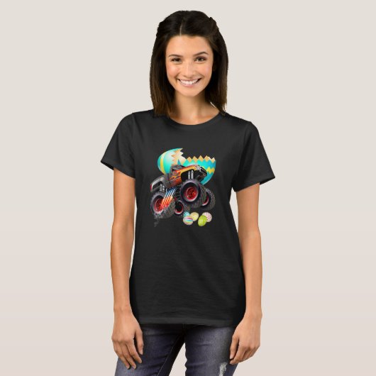 T-shirt Enfants Monster Truck Eggs Pâques Egg Chasse Garço (Devant entier)