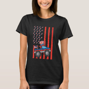 T-shirt Enfants Monster Truck Us Flag Boys 4 juillet Quatr
