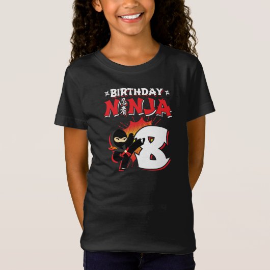 T-Shirt Enfants Ninja Cadeau de fête d'anniversaire - 8 an (Devant)