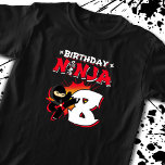 T-shirt Enfants Ninja Cadeau de fête d'anniversaire - 8 an<br><div class="desc">Ce design d'anniversaire Ninja 8 présente le symbole japonais Ninjutsu,  un arrière - plan de style comique demi-tonique,  et un dessin animé ninja karate kick graphique que votre enfant de 8 ans ninja garçon ou fille AIMERA!</div>