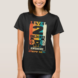 T-shirt Enfants Niveau 2 Déverrouillé Awesome Depuis 2021