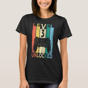T-shirt Enfants Niveau 3 Déverrouillé Retro Video Gamer 3e
