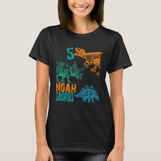 T-shirt Enfants Noah Saurus 5e anniversaire Boys Rex Anniv (Devant)