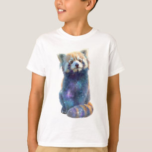 T-shirt Enfants Panda Rouge Galaxie Cosmique Céleste