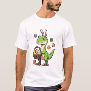 T-shirt Enfants Pâques Dinosaure Trex Oeuf Chasse Garçons