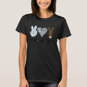 T-shirt Enfants Peace Love Pâques Leopard Avec Bunny Ears