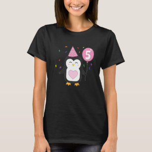 T-shirt Enfants Penguin Balloon 5Anniversaire Fête gâteau