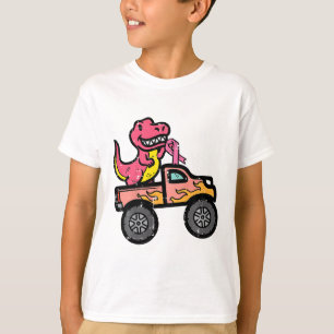 T-shirt Enfants Pink Dino Monster Camion cancer du sein de