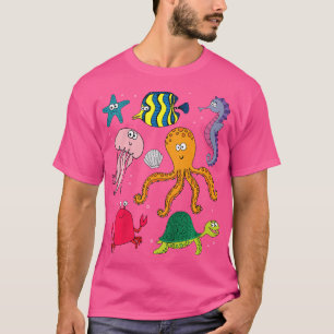 T-shirt Enfants Plage Mer Créatures Océan Animaux Tortue O
