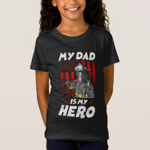 T-Shirt Enfants Pompier Mon Père Est Mon Fils Fille Fille 
