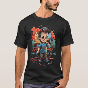 T-shirt Enfants pompiers Petit tuyau d'incendie camion de