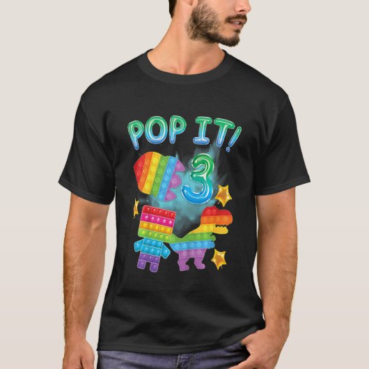 T-shirt Enfants Pop It 3e anniversaire Garçons 3 ans Rex D (Devant)