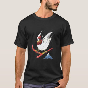 T-shirt Enfants Poulet Fou Volant En Descente Sur Ski Alpi