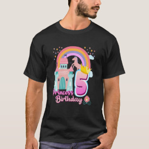 T-shirt Enfants Princess 5e anniversaire Cheval Rainbow Ca