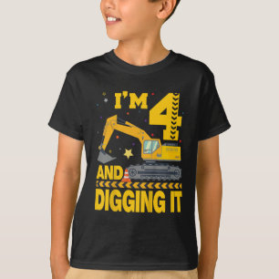T-shirt Enfants quatre 4ans 4e anniversaire Excavateur 4 a