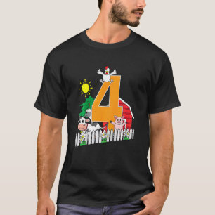 T-shirt Enfants quatrième 4ème anniversaire Ferme Animal V
