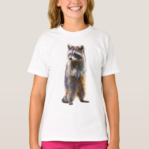 T-shirt Enfants Raton Laveur Debout Prismatique Coloré