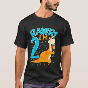 T-shirt Enfants Rawr I'm 2 Dinosaur Trex 2e anniversaire E