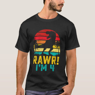 T-shirt Enfants Rawr I'm 4 4 année Dinosaur Rex 4e anniver