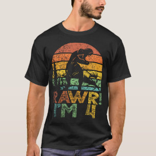 T-shirt Enfants Rawr Im 4 Dinosaur T Rex 4 Ans Garçons 4E