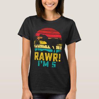 T-shirt Enfants Rawr I'm 5 5e Anniversaire Dinosaur Rex 5 