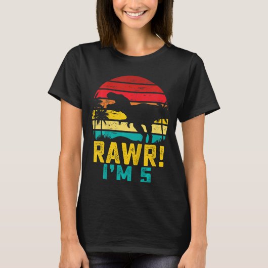 T-shirt Enfants Rawr I'm 5 5e Anniversaire Dinosaur Rex 5 (Devant)