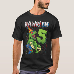 T-shirt Enfants Rawr I'm 5 5e Anniversaire Dinosaure tenan