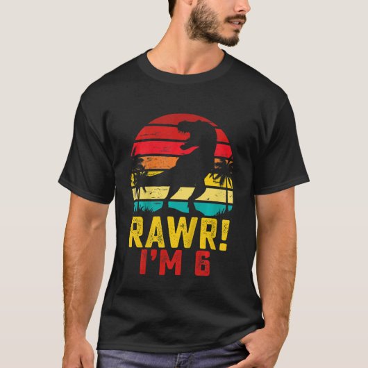 T-shirt Enfants Rawr I'm 6 6 Ans Garçon Dinosaur Rex 6th B (Devant)