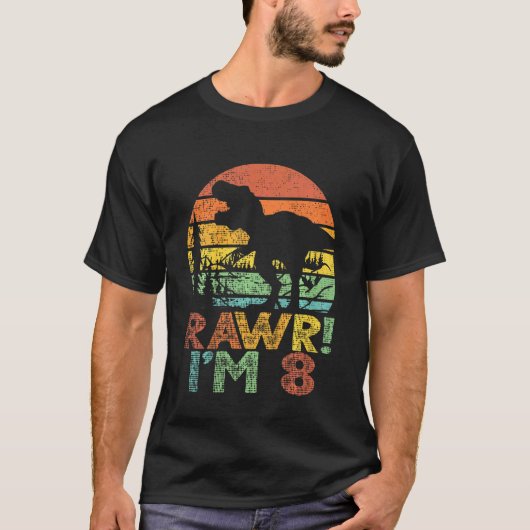 T-shirt Enfants Rawr I'm 8 Dinosaur 8 ans Garçon Rex 8th B (Devant)