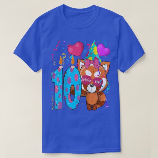 T-shirt Enfants Red Panda 10e anniversaire fille J'ai 10 a (Design devant)