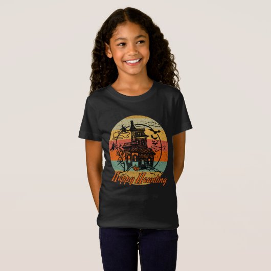 T-Shirt Enfants Retro Halloween Happy Haunting Haunting Ma (Devant entier)